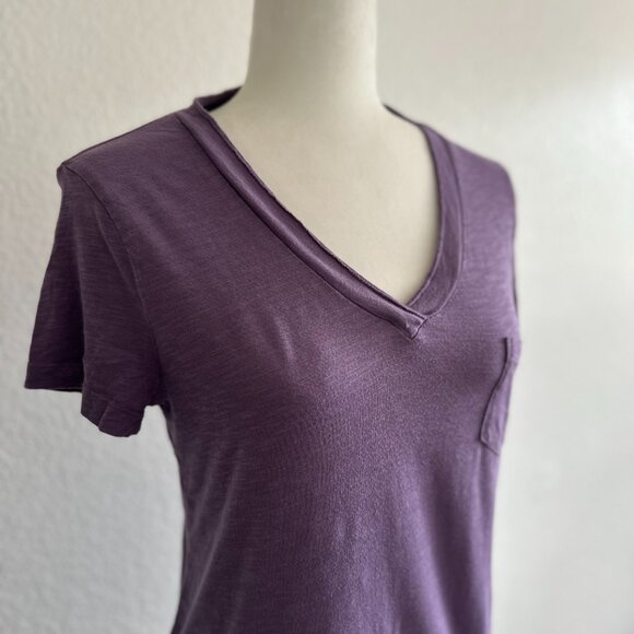 Caslon Tops - Caslon Purple V-Neck Pocket Tee - Small
